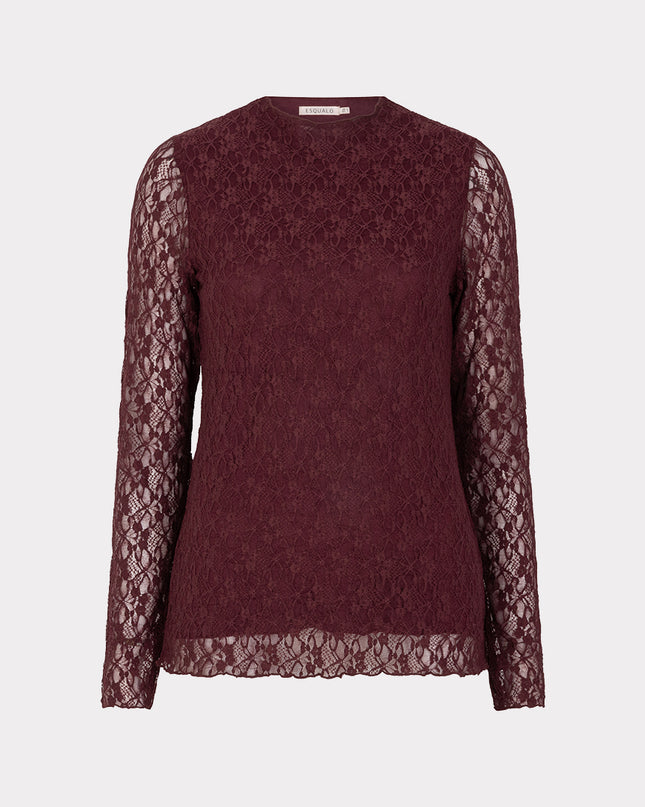 Laced Long Sleeve Top - Merlot