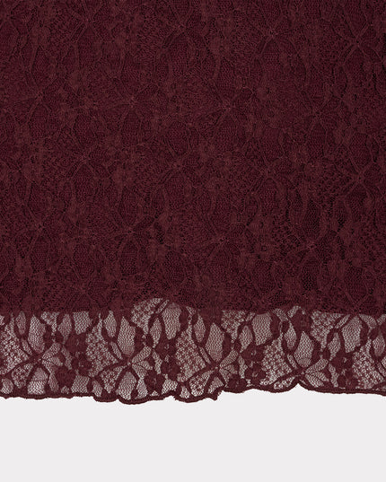 Laced Long Sleeve Top - Merlot