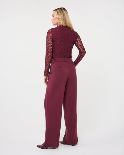Laced Long Sleeve Top - Merlot