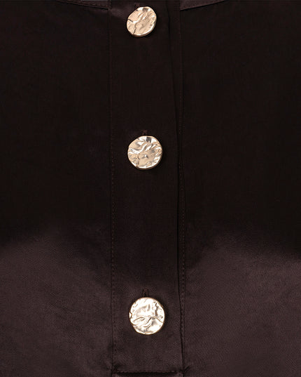 Balloon Sleeve Acetate Blouse - Cacao