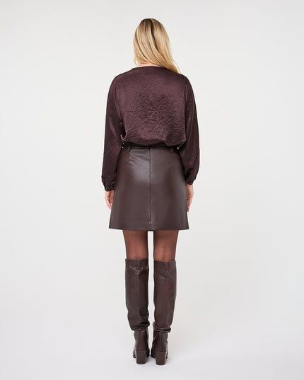 Balloon Sleeve Acetate Blouse - Cacao