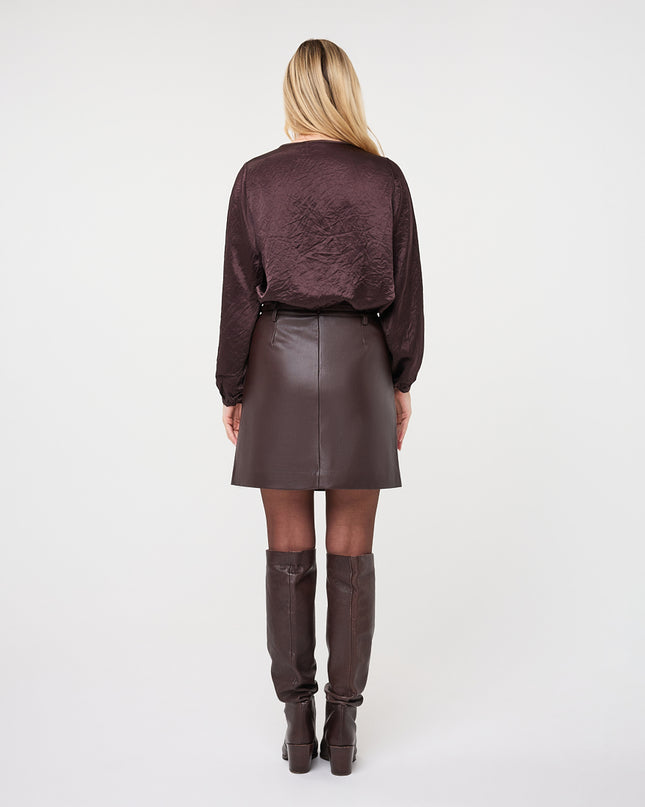 Balloon Sleeve Acetate Blouse - Cacao