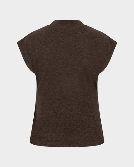 Sleeveless Mock Neck Sweater - Cacao
