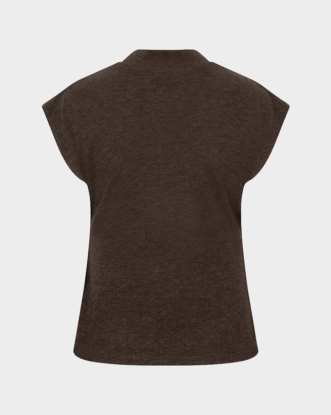 Sleeveless Mock Neck Sweater - Cacao