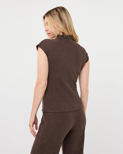Sleeveless Mock Neck Sweater - Cacao
