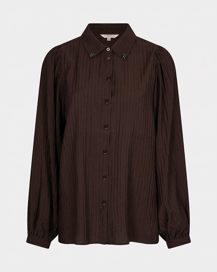 Crinkled Gemstone Blouse - Cacao
