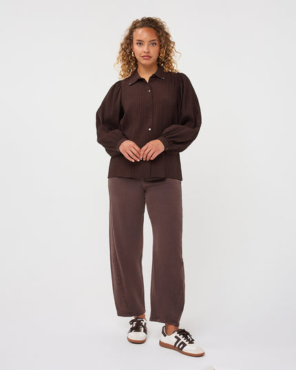 Crinkled Gemstone Blouse - Cacao