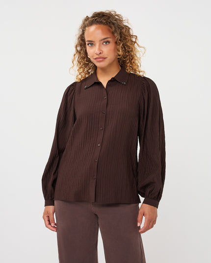 Crinkled Gemstone Blouse - Cacao