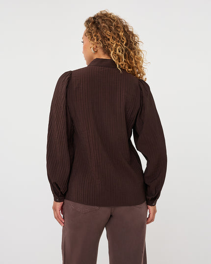 Crinkled Gemstone Blouse - Cacao