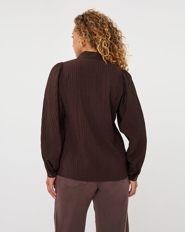 Crinkled Gemstone Blouse - Cacao
