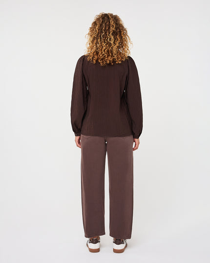 Crinkled Gemstone Blouse - Cacao