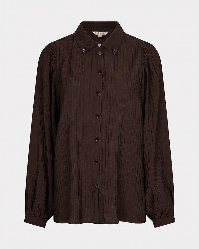 Crinkled Gemstone Blouse - Cacao