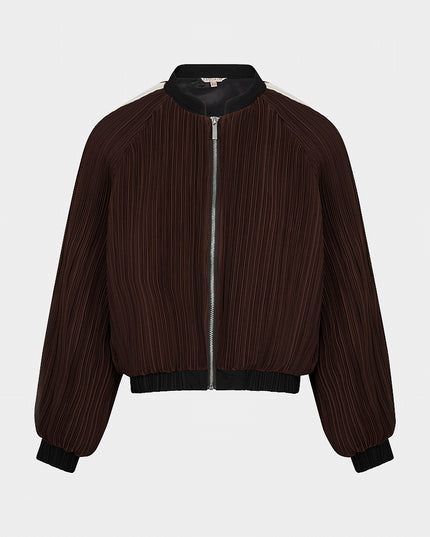 Plisse Bomber Jacket - Cacao