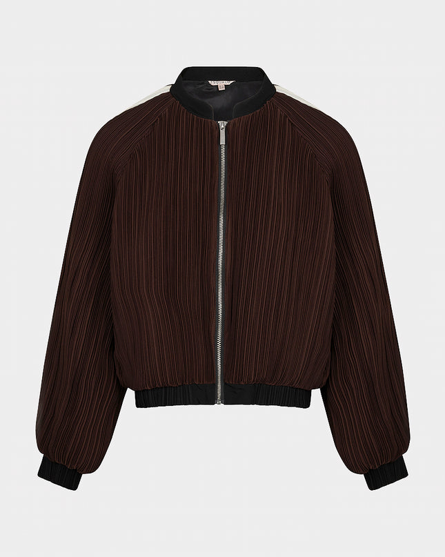 Plisse Bomber Jacket - Cacao