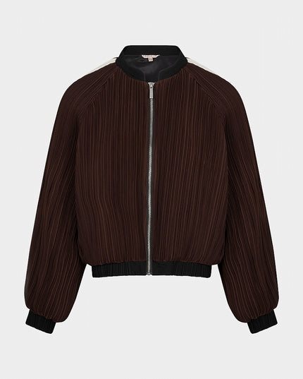 Plisse Bomber Jacket - Cacao
