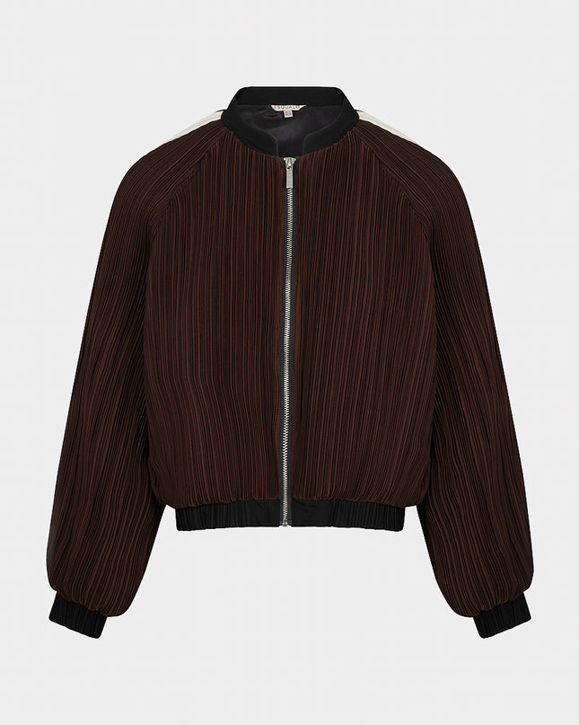 Plisse Bomber Jacket - Cacao