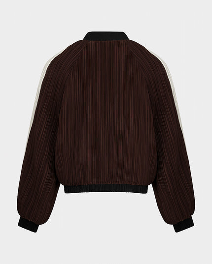 Plisse Bomber Jacket - Cacao
