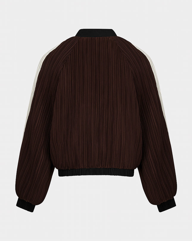 Plisse Bomber Jacket - Cacao