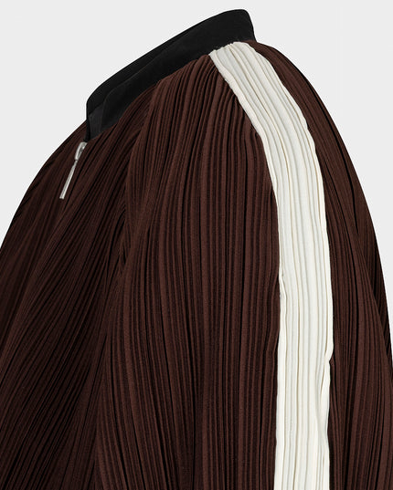 Plisse Bomber Jacket - Cacao