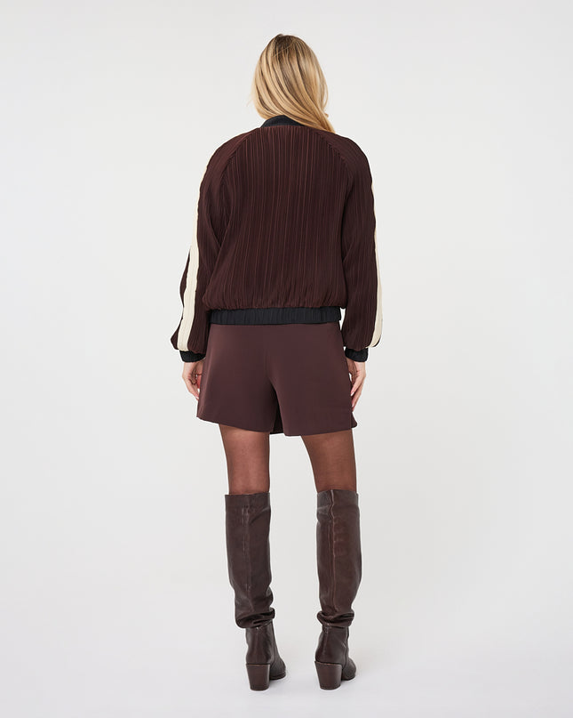 Plisse Bomber Jacket - Cacao