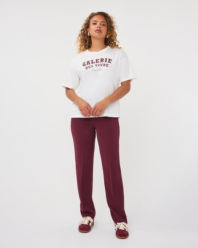 'Galerie' T-Shirt ' Off White/Merlot