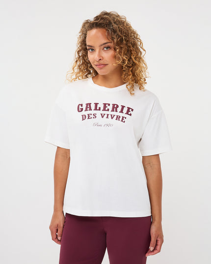 'Galerie' T-Shirt ' Off White/Merlot