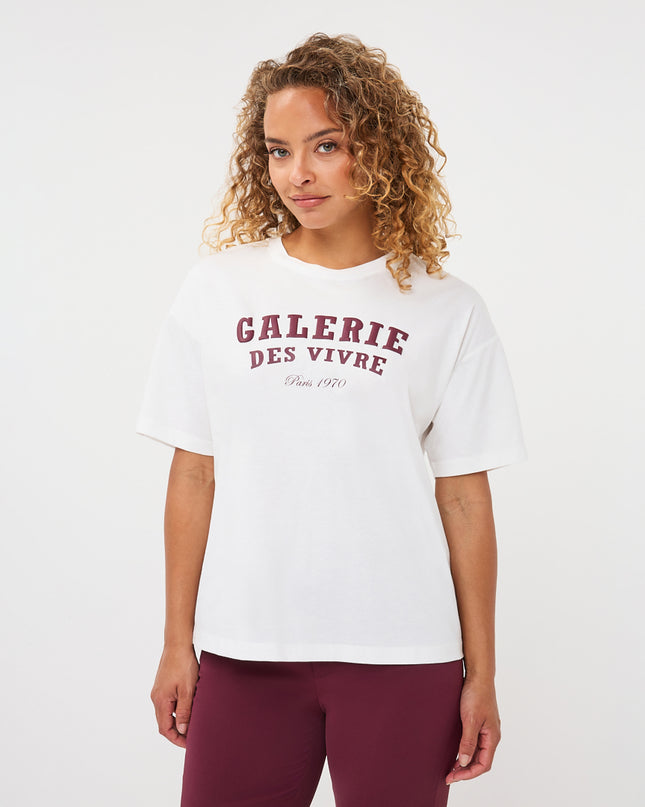 'Galerie' T-Shirt ' Off White/Merlot