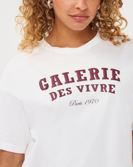 'Galerie' T-Shirt ' Off White/Merlot