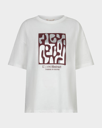 'Forms' Foiled T-Shirt - Merlot/White