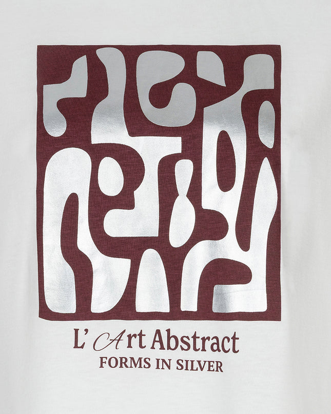'Forms' Foiled T-Shirt - Merlot/White