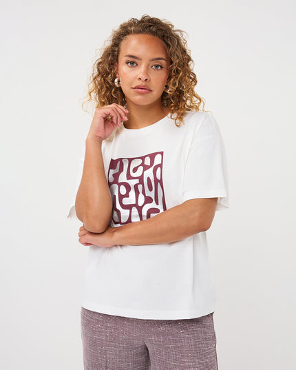 'Forms' Foiled T-Shirt - Merlot/White
