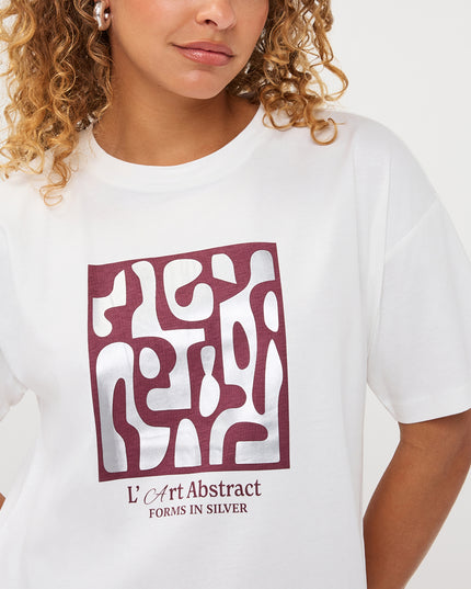 'Forms' Foiled T-Shirt - Merlot/White