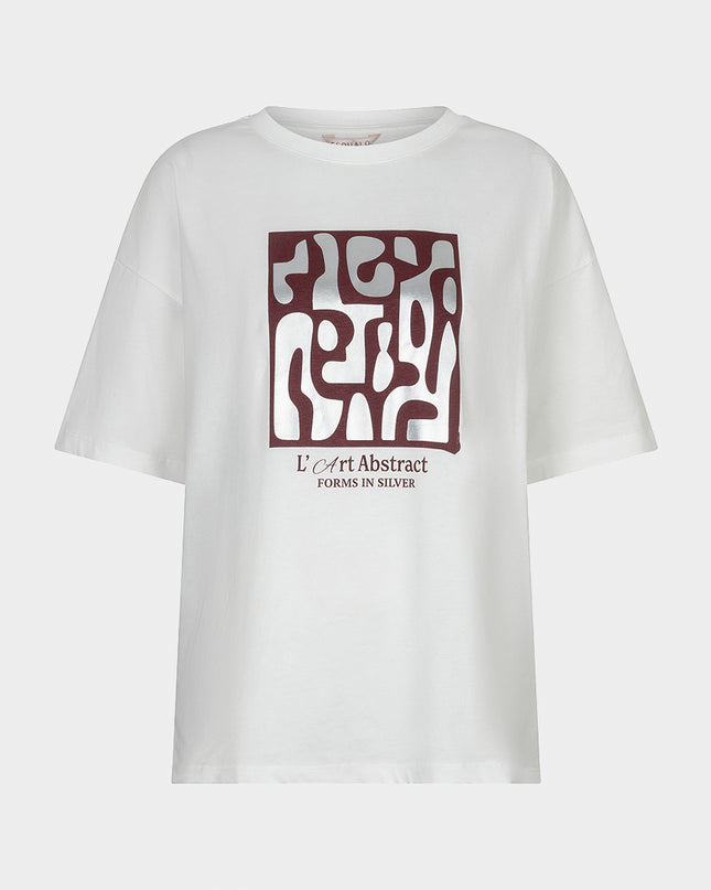 'Forms' Foiled T-Shirt - Merlot/White