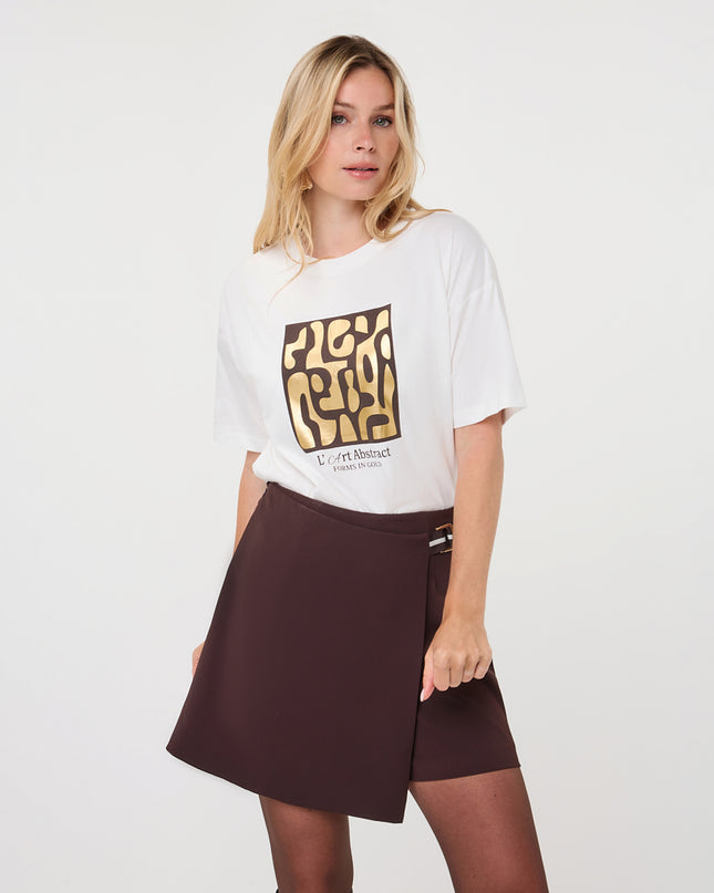 'Forms' Foiled T-Shirt - Cacao