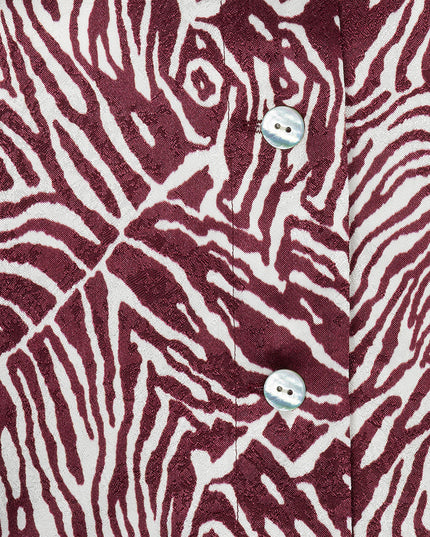 Short Sleeve Zebra Print Blouse - Merlot