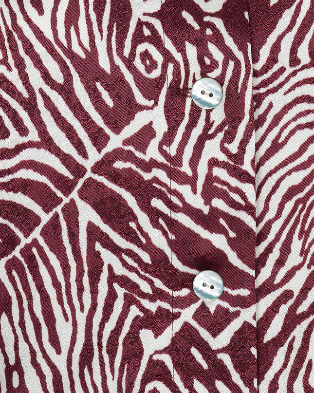Short Sleeve Zebra Print Blouse - Merlot
