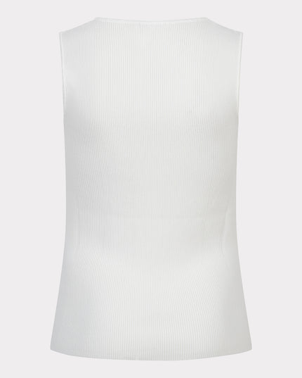EsQualo Sleeveless Rib Sweater - Off White