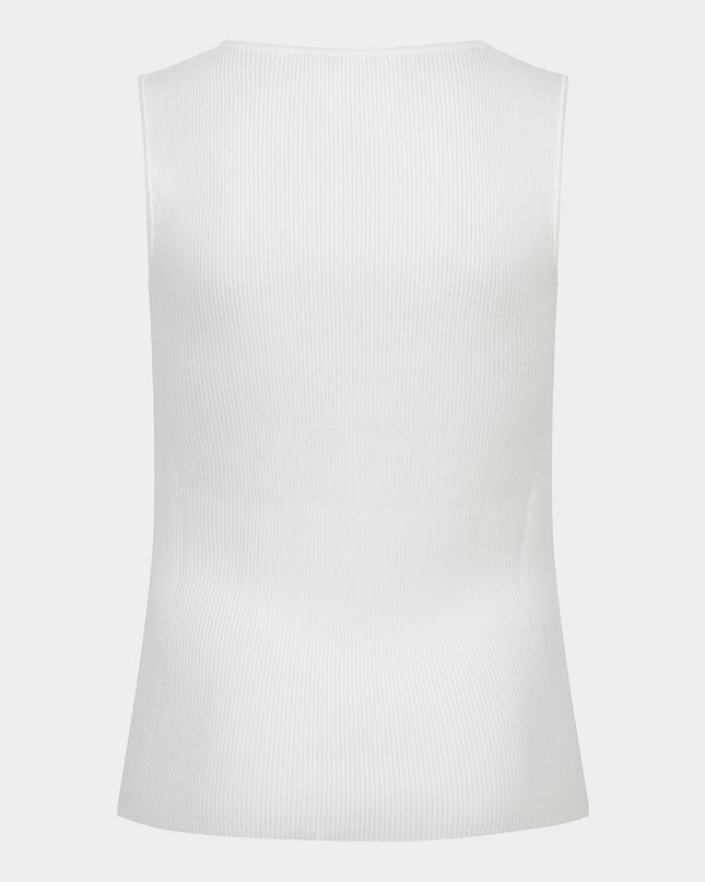 EsQualo Sleeveless Rib Sweater - Off White