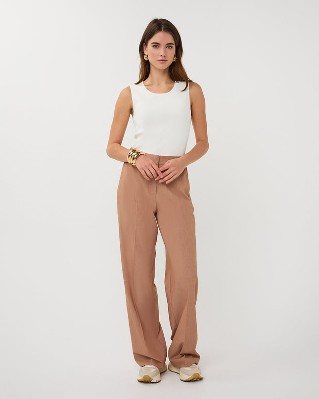 EsQualo Sleeveless Rib Sweater - Off White