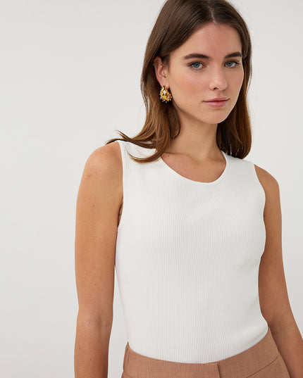 EsQualo Sleeveless Rib Sweater - Off White