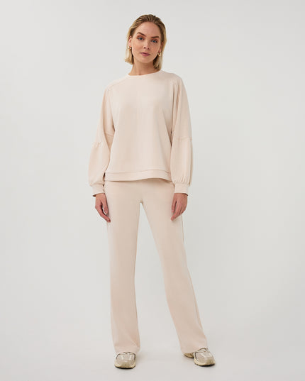 EsQualo Fancy Sleeve Modal Sweater - Natural