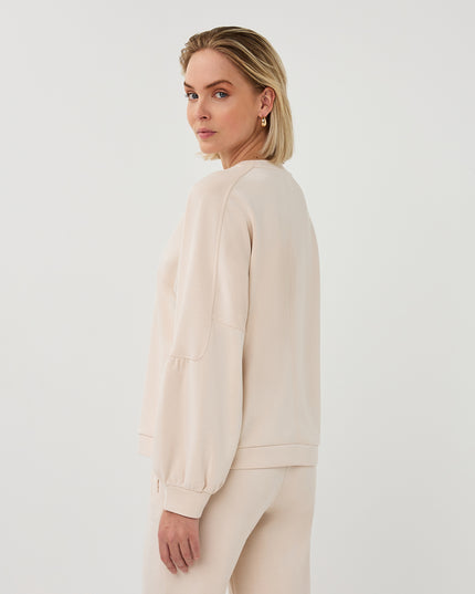 EsQualo Fancy Sleeve Modal Sweater - Natural