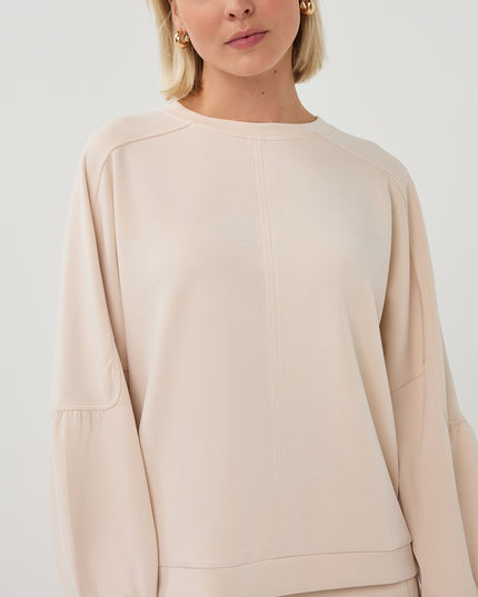 EsQualo Fancy Sleeve Modal Sweater - Natural