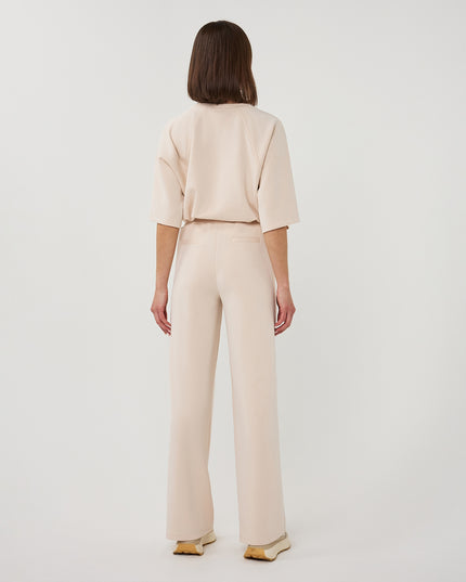 EsQualo Wide Stripe Modal Trouser - Natural