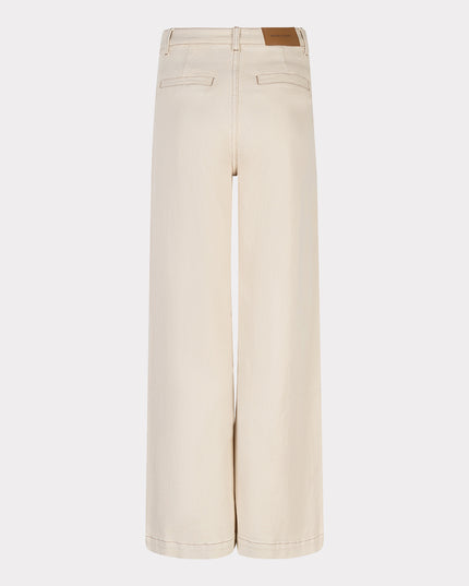 EsQualo Wide Leg Twill Trousers - Natural