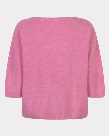 EsQualo Oversized V-Neck Sweater - Rose