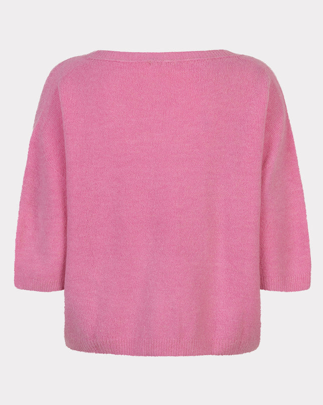 EsQualo Oversized V-Neck Sweater - Rose