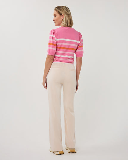 EsQualo Puff Sleeve Striped Knit - Rose