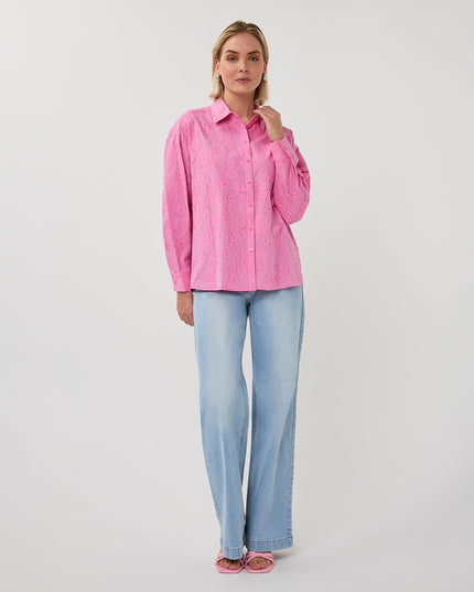 EsQualo Jaquard Floral Blouse - Rose