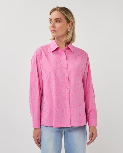 EsQualo Jaquard Floral Blouse - Rose